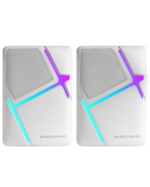 MS-H  Altavoces Gaming RGB Flow  Drivers Invertidos y Sonido 3D-Surround 10W  Altavoces Compactos con Caja de Control de Volumen  Conexin Universal Jack 3.5mm  Blanco