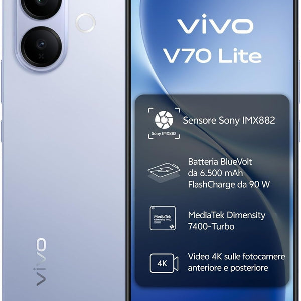 V70 Lite 5G 17 2 cm (6.77") Android 16.0 USB Tipo C 6 GB 256 GB 6500 mAh Azul